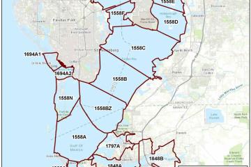 Map of WBID boundaries included in the Tampa Bay Alternative restoration plan